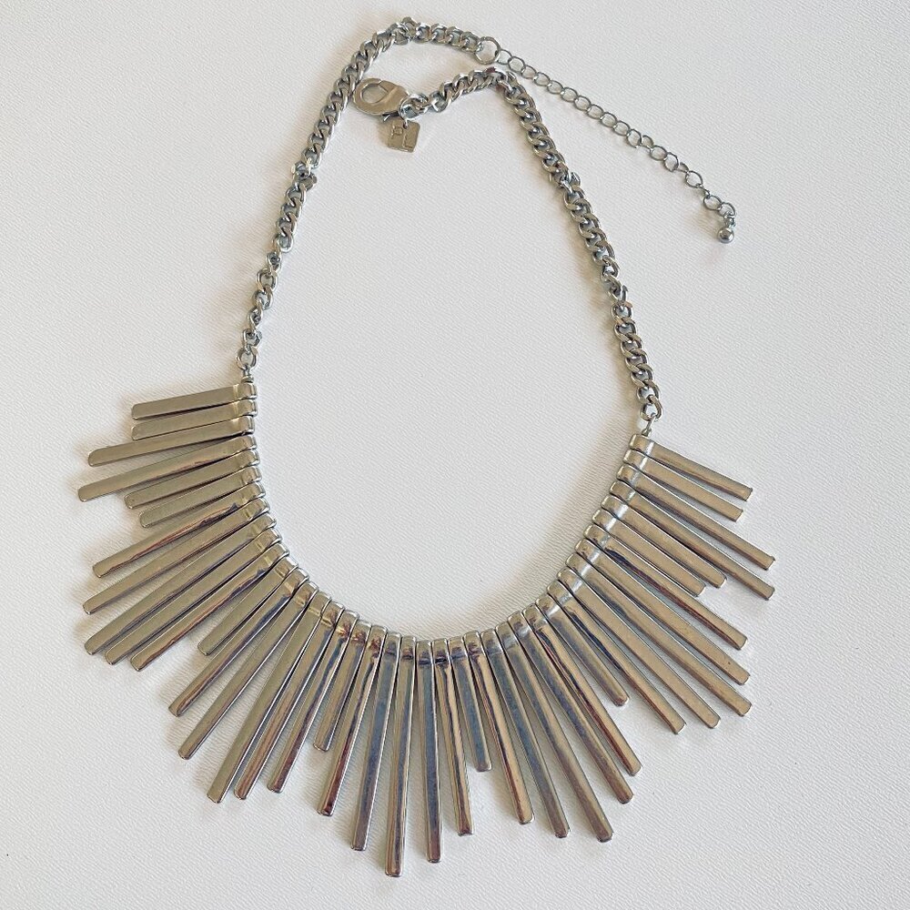 Vintage Park Lane  Reversible Tribal Silver Tone Statement Bib Necklace - Picture 3 of 9